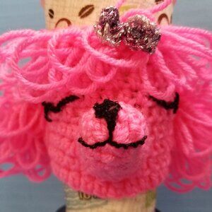 Handmade Crochet Poodle Puppy Dogs  PINK Cup Cozy